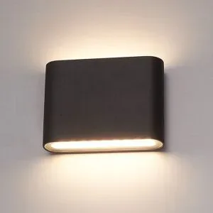 HOFTRONIC Dallas S LED Wandleuchte Schwarz - 6W 360lm - IP54 Wasserdicht - 3000K warmweiß - Dimmbar - Innen und außen - Up & Down Licht - Modern - Außenleuchte