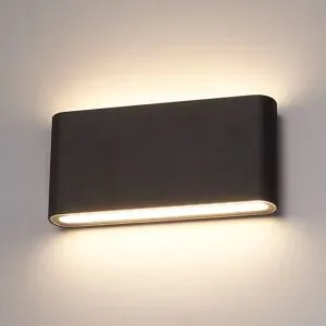HOFTRONIC Dallas M LED Wandleuchte Schwarz - 12W 660lm - IP54 Wasserdicht - 3000K warmweiß - Dimmbar - Innen- und Außenbereich - Up & Down Licht - Außenleuchte