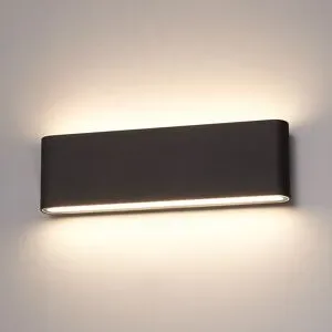 HOFTRONIC Dallas XL LED Wandleuchte Schwarz - 24W 1350lm - IP54 Wasserdicht - 3000K warmweiß - Dimmbar - Innen und außen - Up & Down Licht - Modern - Außenleuchte