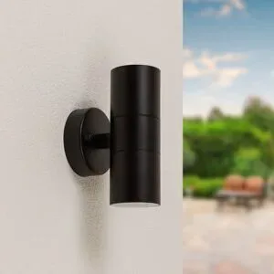 HOFTRONIC Blenda LED-Wandleuchte - Dimmbar - 2x GU10-Fassung - IP44 spritzwassergeschützt - Up & Down Light - Schwarz - Für innen und außen - Modern