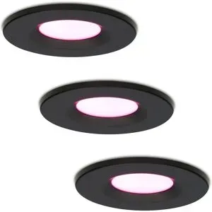 HOFTRONIC SMART 3er Set Venezia Smart Einbaustrahler - IP65 wasserdicht - 6W 450lm - Wifi + Bluetooth - RGBWW - Google Home, Amazon Alexa und Siri - Schwarz - Bad, innen und außen