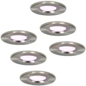 HOFTRONIC SMART 6er Set Venezia Smart Einbaustrahler - IP65 wasserdicht - 6W 450lm - Wifi + Bluetooth - RGBWW - Google Home, Amazon Alexa und Siri - Edelstahl - Bad, innen und außen