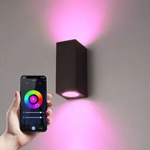 HOFTRONIC SMART Selma Smart Wandleuchte LED - Wifi + Bluetooth - 11W 690lm - RGBWW - IP65 wasserdicht - GU10 - Up Downlight - Schwarz - Google Home, Amazon Alexa und Siri