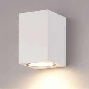 HOFTRONIC Marion LED Wandleuchte - 4W 345lm - IP65 Wasserdicht - GU10 austauschbare Leuchtmittel - 2700K warmweiß - Dimmbar - Downlight - Innen- und Außenbereich - Weiß