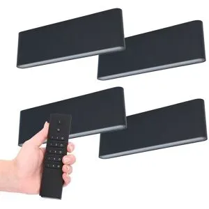 HOFTRONIC 4er-Set LED-Wandleuchten Dallas XL - Schwarz - 3000K warmweiß - 24 Watt 2480 Lumen - IP54 Wasserdicht - Up & Down Licht - Inkl. Dimmer mit Fernbedienung - Innen & Außen