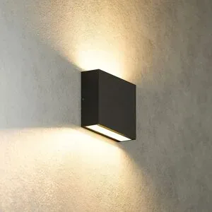 HOFTRONIC Otis S LED-Wandleuchte dimmbar - 7W 630lm - IP54 Wasserdicht - 2700K warmweiß - innen und außen - Up & Down Licht - Schwarz - Modern