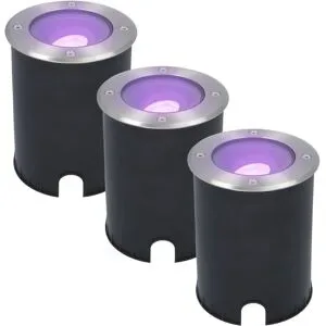 HOFTRONIC SMART 3er Set Lilly Smart Bodeneinbaustrahler Außen - Schwenkbar - GU10 5,5W 345lm - RGBWW - Wifi + Bluetooth - App Steuerung - IP67 Wasserdicht - Google Home - Amazon Alexa - Edelstahl