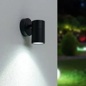 HOFTRONIC Mason - LED Wandleuchte - IP44 Wasserdicht - 4 Watt 345 Lumen - GU10 - 6500K tageslichtweiß - Dimmbar - Für Innen- und Außenbereich - Downlight - Schwarz