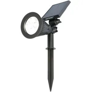 HOFTRONIC Bend Solar Gartenstrahler mit Erdspieß - Inkl. Dämmerungsschalter - 6000K kaltweiß - 2 Lichtmodi - 200lm - 6-9 Stunden Brenndauer - Schwenkbar und richtbar - IP65 wasserdicht