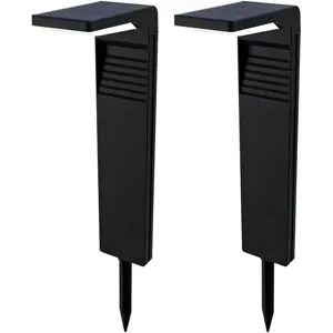 HOFTRONIC 2er Set Maine Solar Wegeleuchte - Wegbeleuchtung - Geeignet für den Außenbereich IP65 - Atmosphärisches 3000K warmweißes Licht - 2 Lichtmodi - Schwarz - 2 Jahre Garantie - Sockelleuchte