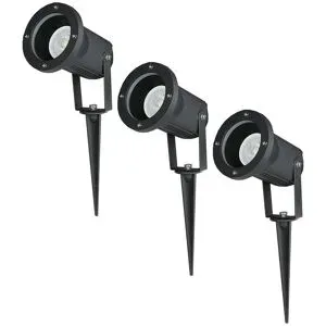 HOFTRONIC 3er Set LED Gartenstrahler mit Erdspieß - Dimmbar - Schwenkbar - 4000K neutralweiß - 4 Watt 345 Lumen - IP44 - Wasserdicht - Schwarz - Gartenstrahler - Gartenbeleuchtung - Wegbeleuchtung