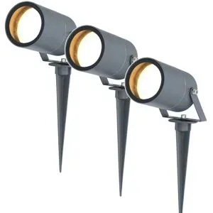 HOFTRONIC 3er Set Spikey LED Gartenstrahler mit Erdspieß - GU10 4 Watt 345 lumen - Dimmbar - Schwenkbar - 2700K warmweiß - IP65 Wasserdicht - Anthrazit - Erdspießstrahler - Außenstrahler