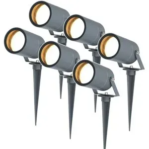 HOFTRONIC 6er Set Spikey LED Gartenstrahler mit Erdspieß - GU10 4 Watt 345 lumen - Dimmbar - Schwenkbar - 2700K warmweiß - IP65 Wasserdicht - Anthrazit - Erdspießstrahler - Pinstrahler