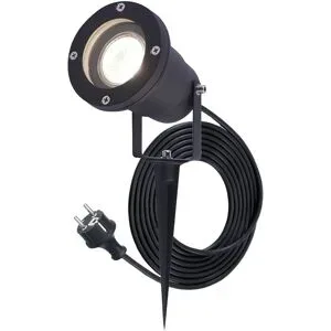 HOFTRONIC Sydney LED Gartenstrahler mit Erdspieß - GU10 4 Watt 345 Lumen - Dimmbar - Schwenkbar - 4000K neutralweiß - IP64 Wasserdicht - 1.5m Kabel mit EU-Stecker - Schwarz