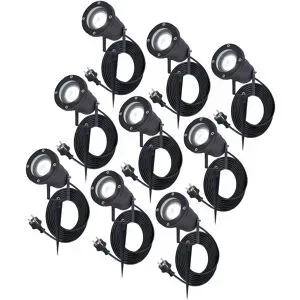 HOFTRONIC 9x Sydney LED-Strahler - 1,5 m Kabel - 6500 K - 4 W 400 lm - Schwenkbar - IP65 - Schwarz