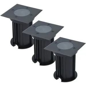 HOFTRONIC 3er Set Ramsay LED Bodeneinbaustrahler außen Eckig - Dimmbar - GU10 Fassung - Bodenstrahler - Schwarz - IP67 wasserdicht - Excl. Leuchtmittel