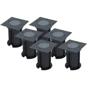 HOFTRONIC 6er Set Ramsay LED Bodeneinbaustrahler außen Eckig - Dimmbar - GU10 Fassung - Bodenstrahler - Schwarz - IP67 wasserdicht - Excl. Leuchtmittel