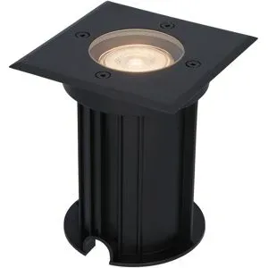 HOFTRONIC Ramsay LED Bodeneinbaustrahler außen Eckig - Dimmbar - GU10 Fassung - 2700K warmweiß - 4W 345lm - Bodenstrahler - Auffahrt - Schwarz - IP67 wasserdicht