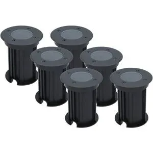 HOFTRONIC 6er Set Maisy LED Bodeneinbaustrahler außen - Ø12cm - Dimmbar - GU10 Fassung - Rund - Bodenstrahler - Auffahrt - Schwarz - IP67 wasserdicht