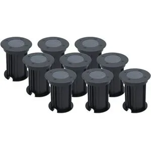 HOFTRONIC 9er Set Maisy LED Bodeneinbaustrahler außen - Ø12cm - Dimmbar - GU10 Fassung - Rund - Bodenstrahler - Auffahrt - Schwarz - IP67 wasserdicht