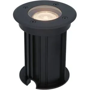 HOFTRONIC Maisy LED Bodeneinbaustrahler außen - Ø12cm - Dimmbar - GU10 Fassung - 2700K warmweiß - 4W 345lm - Rund - Bodenstrahler - Auffahrt - Schwarz - IP67 wasserdicht