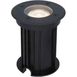 HOFTRONIC Maisy LED Bodeneinbaustrahler außen - Ø12cm - Dimmbar - GU10 Fassung - 4000K neutralweiß - 4W 345lm - Rund - Bodenstrahler - Auffahrt - Schwarz - IP67 wasserdicht