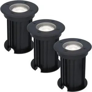 HOFTRONIC 3er Set Maisy LED Bodeneinbaustrahler außen - Ø12cm - Dimmbar - GU10 Fassung - 6500K tageslichtweiß - 4W 345lm - Rund - Bodenstrahler - Auffahrt - Schwarz - IP67 wasserdicht