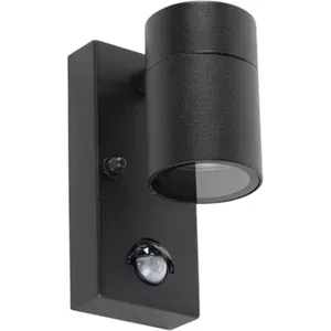 HOFTRONIC 3er-Set Mason Wandleuchte - 6500K Tageslichtweiß - Bewegungsmelder und Dämmerungsschalter - Schwarz - IP44 Waterproof - Wandstrahler für innen und außen