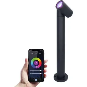 HOFTRONIC SMART Amy smart Wegeleuchte - 45cm - RGBWW - WiFi & Bluetooth - 5.5W 400lm - Google Home, Amazon Alexa und Siri - APP-Steuerung - IP65 wasserdicht - Schwarz - Gartenlaterne