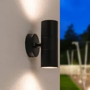 HOFTRONIC Blenda LED Wandleuchte - 8W 690lm - IP44 Wasserdicht - GU10 austauschbare Lichtquelle - 4000K neutralweiß - Dimmbar - Innen und Außen - Up & Down Licht - Schwarz