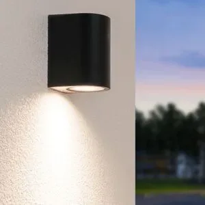 HOFTRONIC Alvin LED Wandleuchte - Dimmbar - 4W 345lm - 4000K neutralweiß - IP64 Wasserdicht für innen und außen - GU10 Austauschbare Lichtquelle - Downlight - Schwarz