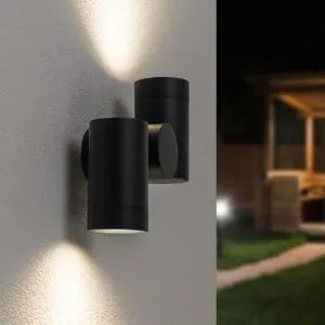 HOFTRONIC Silva - LED Wandleuchte - IP64 Wasserdicht - 8 Watt 690 Lumen - GU10 Fassung - 4000K neutralweiß - Dimmbar - Schwenkbar - Für Innen- und Außenbereich - Up & Down Light - Schwarz