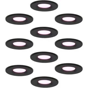 HOFTRONIC SMART 10er Set Venezia Smart Einbaustrahler - IP65 wasserdicht - 6W 450lm - Wifi + Bluetooth - RGBWW - Google Home, Amazon Alexa und Siri - Schwarz - Für innen, außen und bad