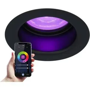 HOFTRONIC SMART Mari - Smart Einbaustrahler - IP65 wasserdicht - 5,5 Watt 345 Lumen - Wifi + Bluetooth - RGBWW - GU10 - Google Home, Amazon Alexa und Siri - Für Innen, Außen und Badezimmer - Schwarz