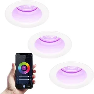 HOFTRONIC SMART 3er Set Mari - Smart LED Einbaustrahler - IP65 wasserdicht - 5,5 Watt 345 Lumen - Wifi + Bluetooth - RGBWW - GU10 - Google Home, Amazon Alexa und Siri - Für Innen, Außen und Badezimmer - Weiß