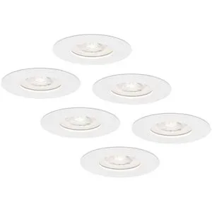 HOFTRONIC 6er Set Bari LED Einbaustrahler extra flach 58mm - 3.8W 270lm - GU10 LED-Modul - 6000K tageslichtweiß - Dimmbar - Rund - IP65 wasserdicht - Weiß