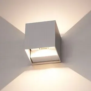 V-TAC Cube LED Wandleuchte - 6W 660 Lumen - IP65 Wasserdicht - 3000K warmweiß - Innen- und Außenbereich - Cube - Up & Down Licht - Grau - Außenleuchte