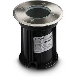 V-TAC LED Bodeneinbaustrahler außen Rund - Dimmbar - GU10 Fassung - Bodenstrahler - Auffahrt - Edelstahl - IP65 wasserdicht