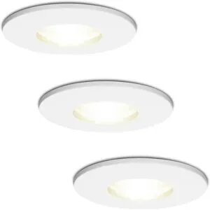 HOFTRONIC 3x Barcelona LED-Einbaustrahler - Dimmbar - 4 Watt 4000K neutralweiß - GU10 Fassung - IP44 spritzwassergeschützt - Weiß - Für Innen, Außen und Badezimmer