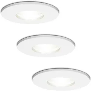 HOFTRONIC 3x Barcelona LED-Einbaustrahler - Dimmbar - 4 Watt 6500K tageslichtweiß - GU10 Fassung - IP44 - Weiß - Für Innen, Außen und Badezimmer