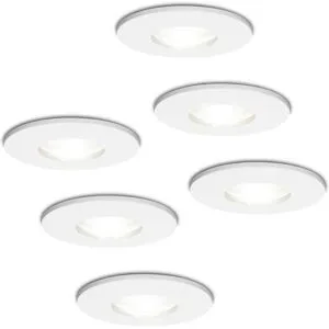 HOFTRONIC 6x Barcelona LED-Einbaustrahler - Dimmbar - 4 Watt 6500K tageslichtweiß - GU10 Fassung - IP44 - Weiß - Für Innen, Außen und Badezimmer