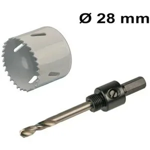 HOFTRONIC Lochsäge Ø28 mm - Adapter mit Zentrierbohrer - Passend für LED Einbaustrahler Milano - Bimetall-Sägeblatt