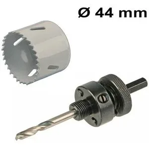 HOFTRONIC Lochsäge Ø44 mm - Adapter mit Zentrierbohrer - Passend für LED-Einbaustrahler Sienna - Bimetall-Sägeblatt