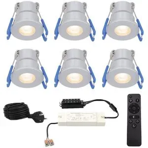 HOFTRONIC Set met 6 Milano Einbaustrahler 12V - IP65 wasserdicht - 2700K warmweiß - 3 Watt 200 Lumen - Edelstahl - Wandleuchte - Dimmbar