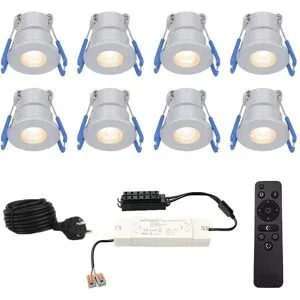 HOFTRONIC Set mit 8 Milano Einbaustrahler 12V - IP65 wasserdicht - 2700K warmweiß - 3 Watt 200 Lumen - Edelstahl - Wandleuchte - Dimmbar