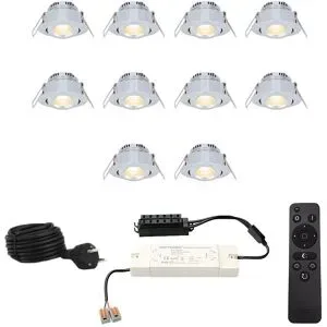 HOFTRONIC Komplettset Sienna Mini Einbaustrahler 12V - 10x3W - 2700K warmweiß - IP44 wasserdicht - Schwenkbar - Dimmbar