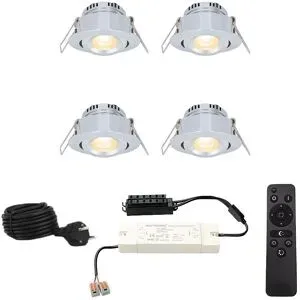 HOFTRONIC Komplettset Sienna Mini Einbaustrahler 12V - 4x3W - 2700K warmweiß - IP44 wasserdicht - Schwenkbar - Dimmbar