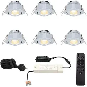 HOFTRONIC Komplettset Sienna Mini Einbaustrahler 12V - 6x3W - 2700K warmweiß - IP44 wasserdicht - Schwenkbar - Dimmbar