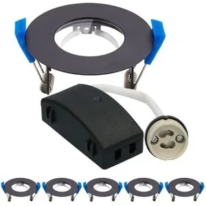 HOFTRONIC 6er Set Pisa - LED Einbaustrahler - Durchmesser 85mm - GU10 Fassung - Rund - IP65 für Bad und Außenbereich - Schwarz