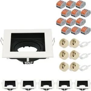 HOFTRONIC 6er Set Altos LED Einbaustrahler - Schwenkbar Armatur - 10x10 cm - Eckig - GU10 Fassung - IP20 für den Innenbereich - Weiß